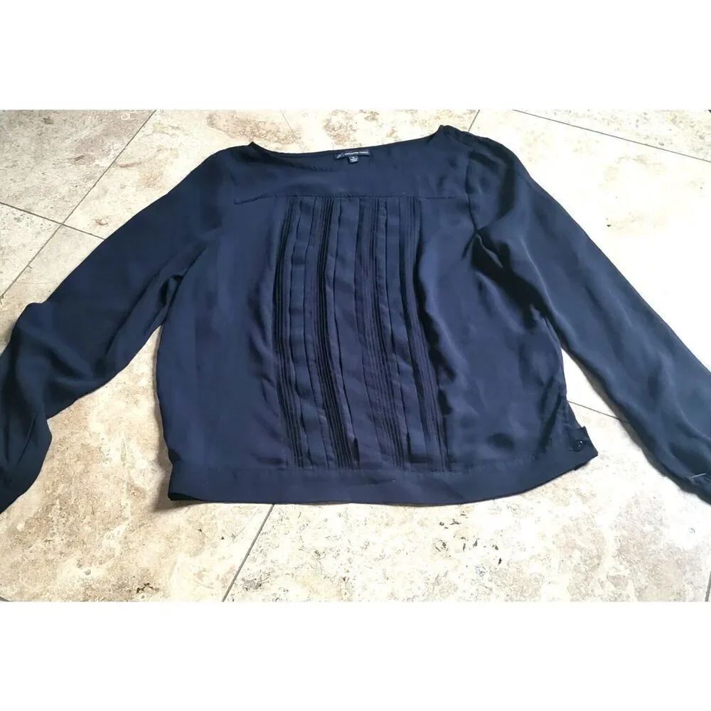 Adrianna Papell Blouse Navy Blue Sz M